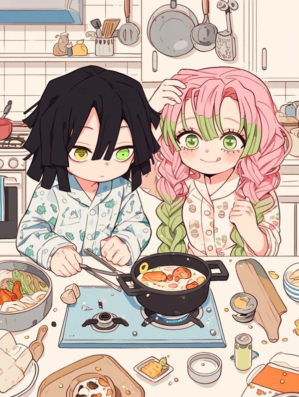 ảnh cặp kanroji mitsuri chibi cute