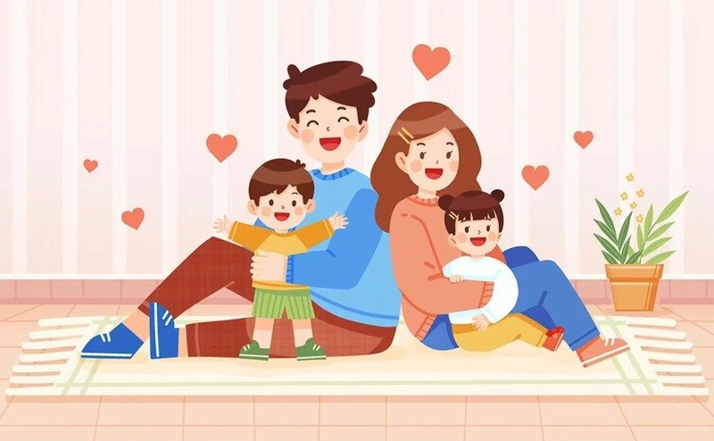 ảnh chibi gia đình làm ảnh bìa