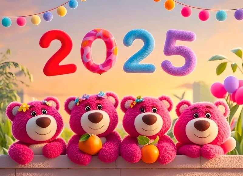 ảnh gấu dâu đón tết 2025