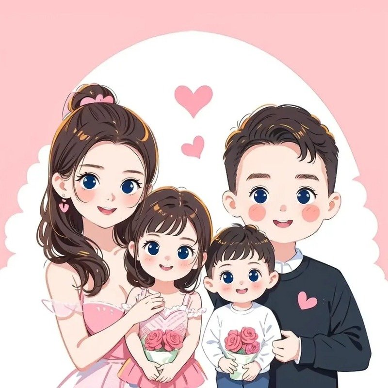 ảnh gia đình chibi cute