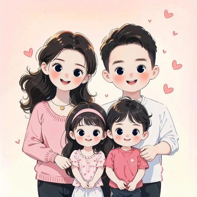 ảnh gia đình chibi đáng yêu