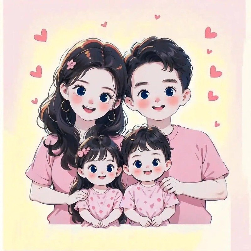 ảnh gia đình chibi làm hình nền