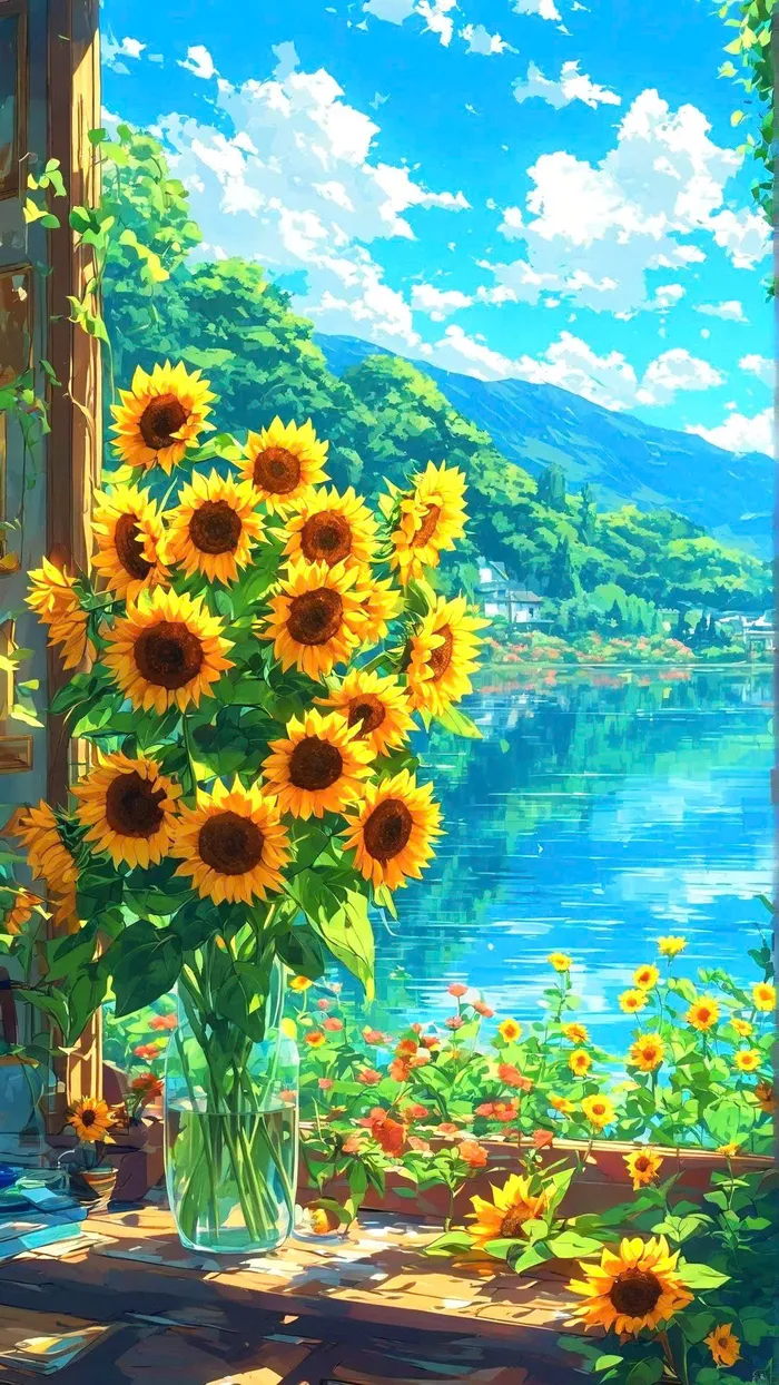 bầu trời hình nền hoa hướng dương