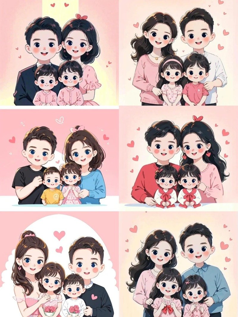 các mẫu ảnh gia đình chibi