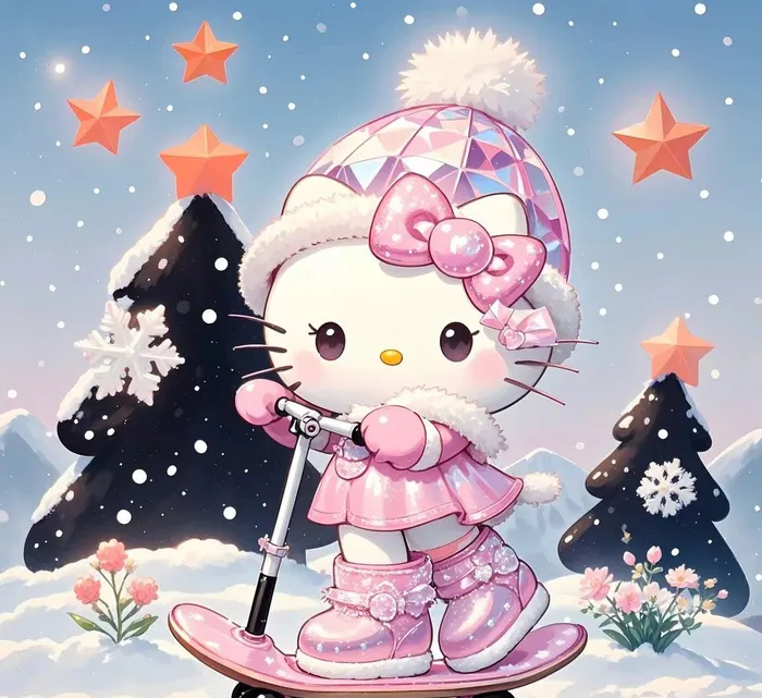 hello kitty trượt tuyết