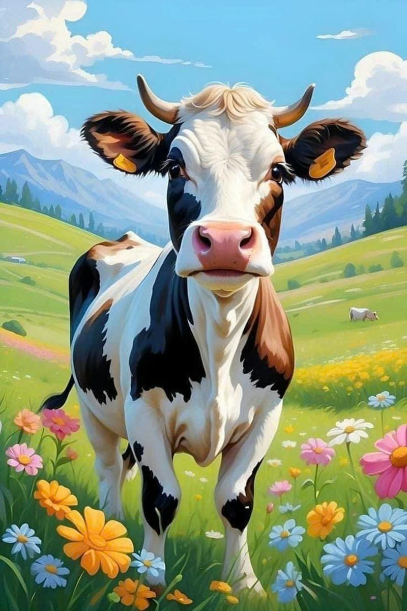 hình ảnh bò sữa cute