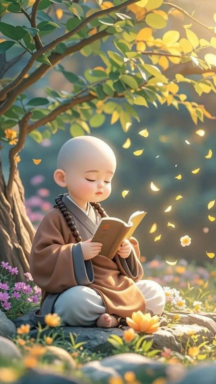 hình ảnh chú tiểu ngồi thiền