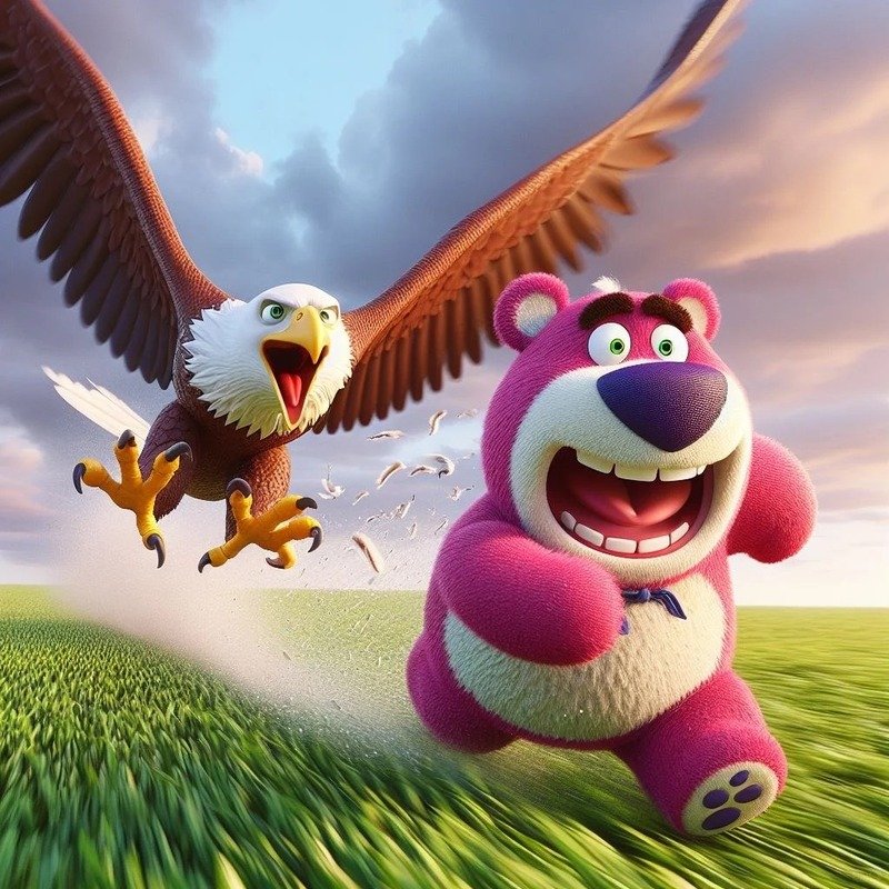 hình ảnh gấu dâu bị đại bàng đuổi