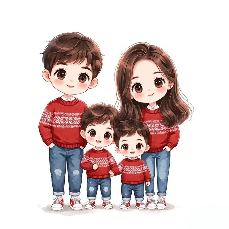 hình ảnh gia đình chibi