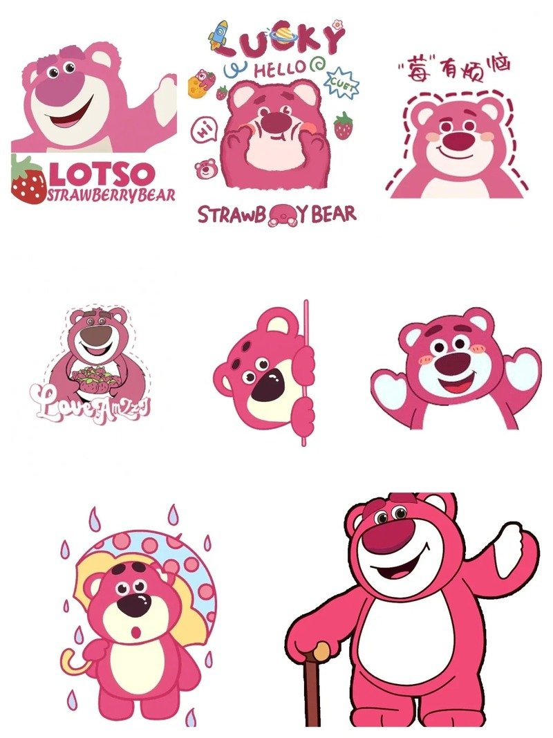 sticker gấu dâu