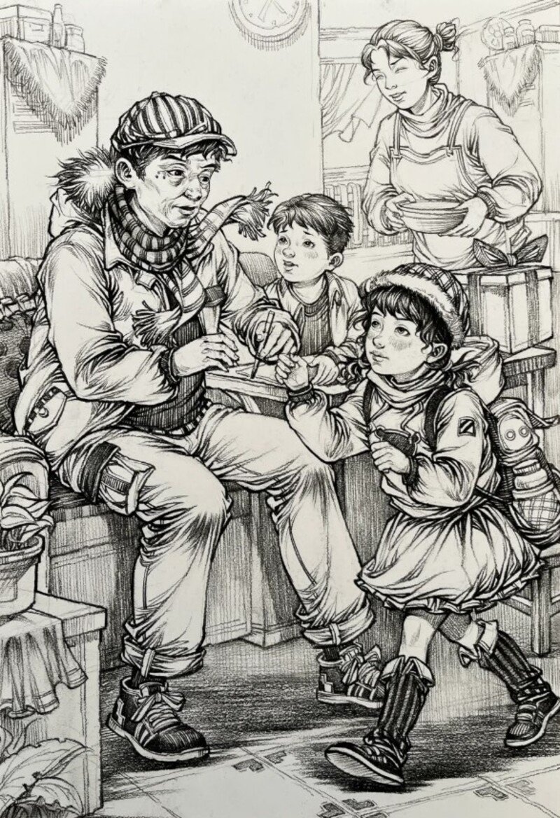 tranh vẽ gia đình