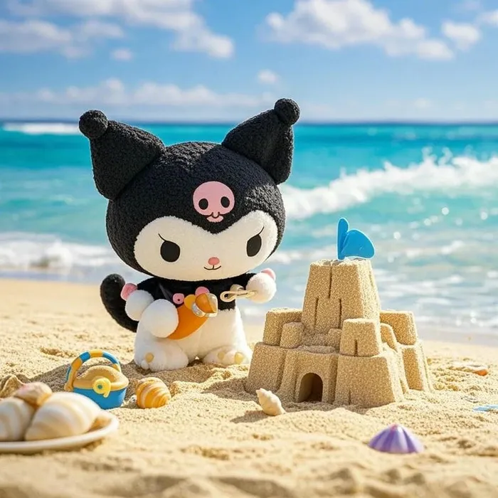 Hình nền đẹp Kuromi đi tắm biển