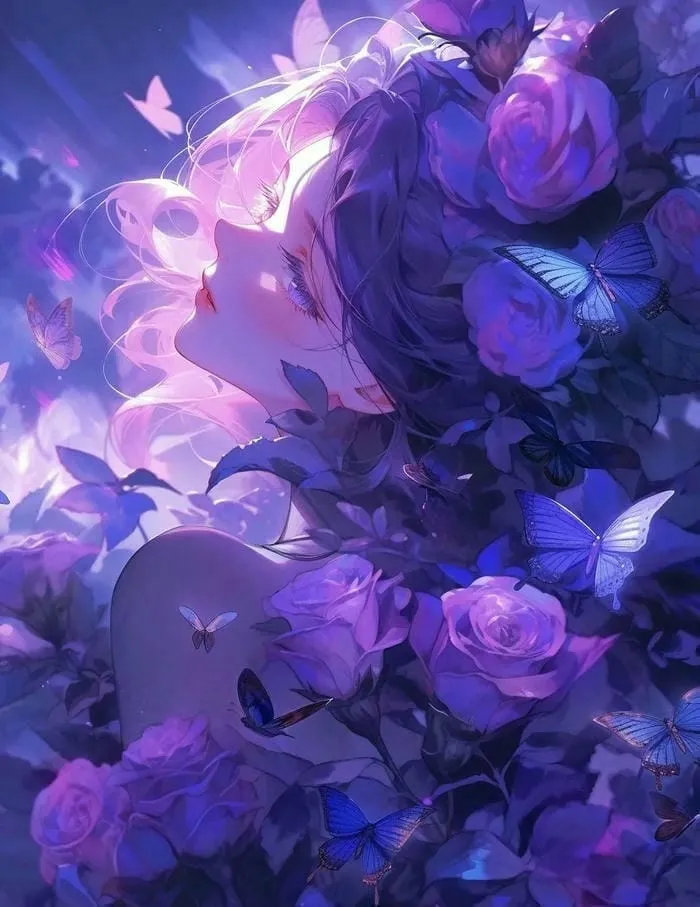 avatar anime màu tím huyền bí