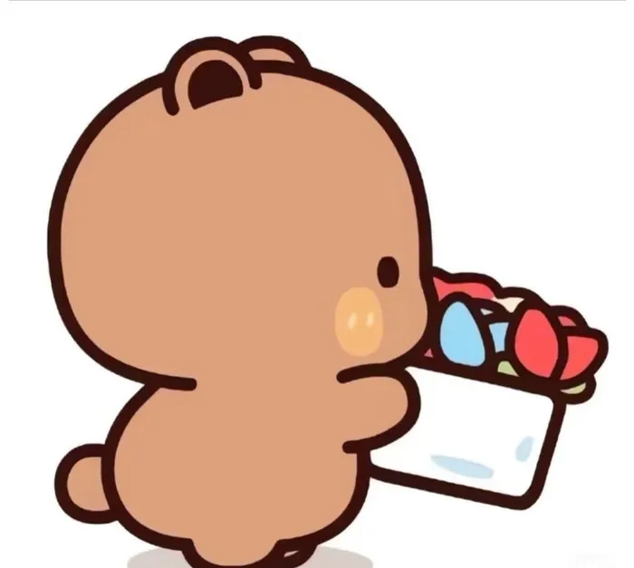 meme gấu tặng hoa ảnh