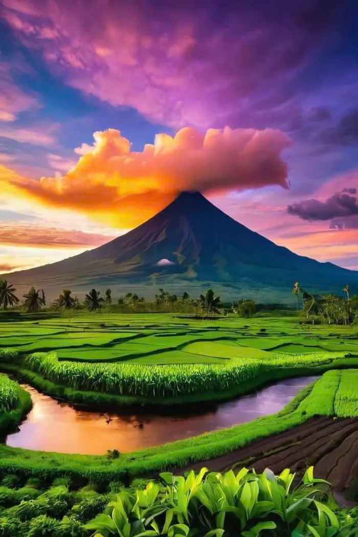 cảnh cánh đồng lúa