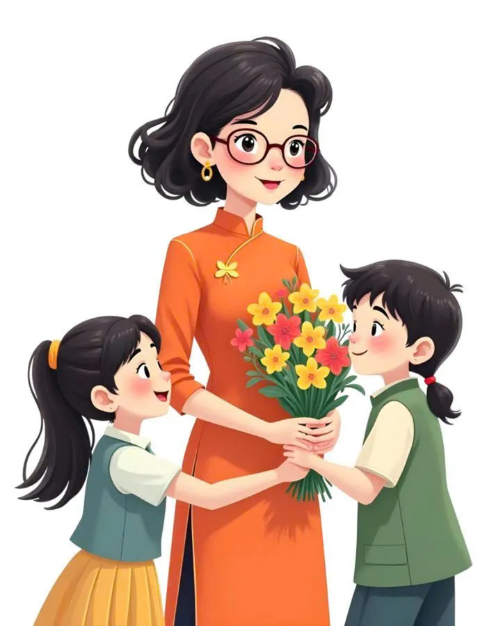 cô giáo và học sinh cute