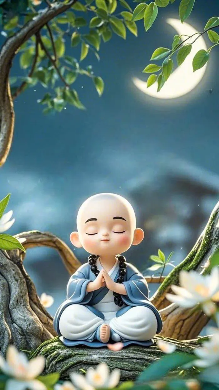 hình ảnh chú tiểu ngồi thiền