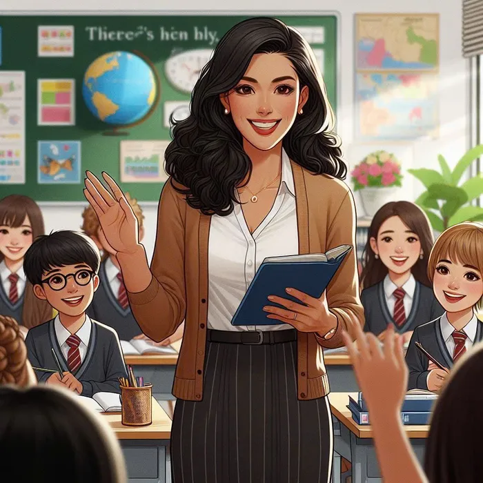 hình ảnh cô giáo và học sinh hoạt hình