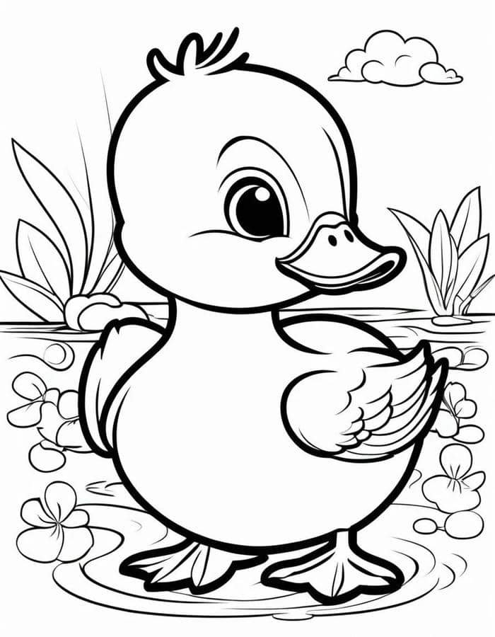 ảnh tranh tô màu con vịt