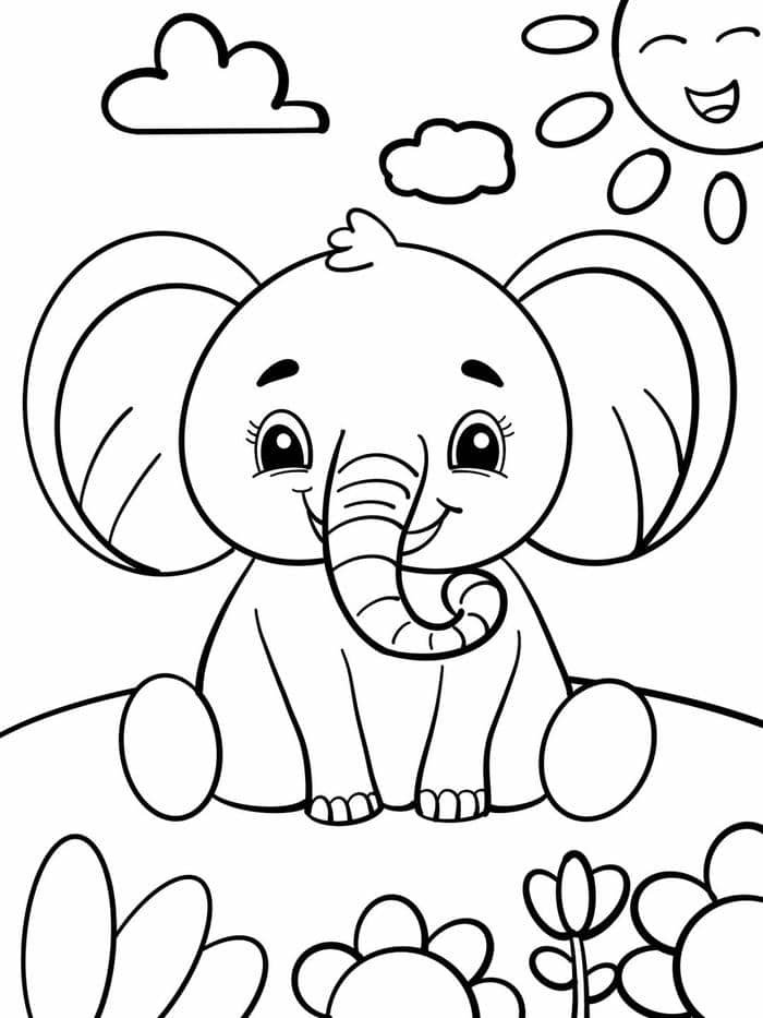 ảnh tranh tô màu con voi