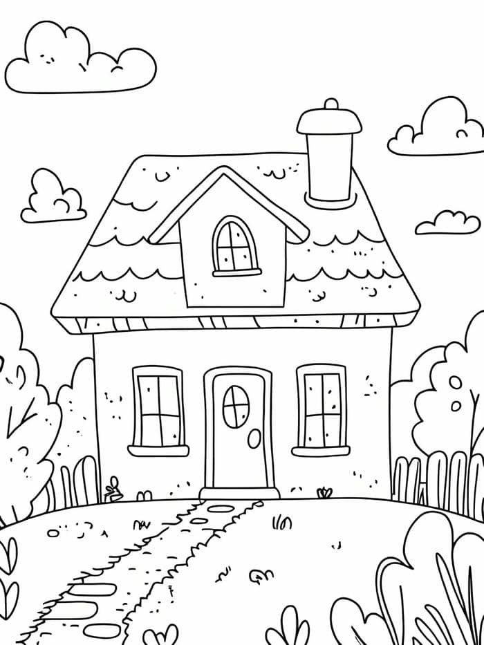 bé tô màu ngôi nhà