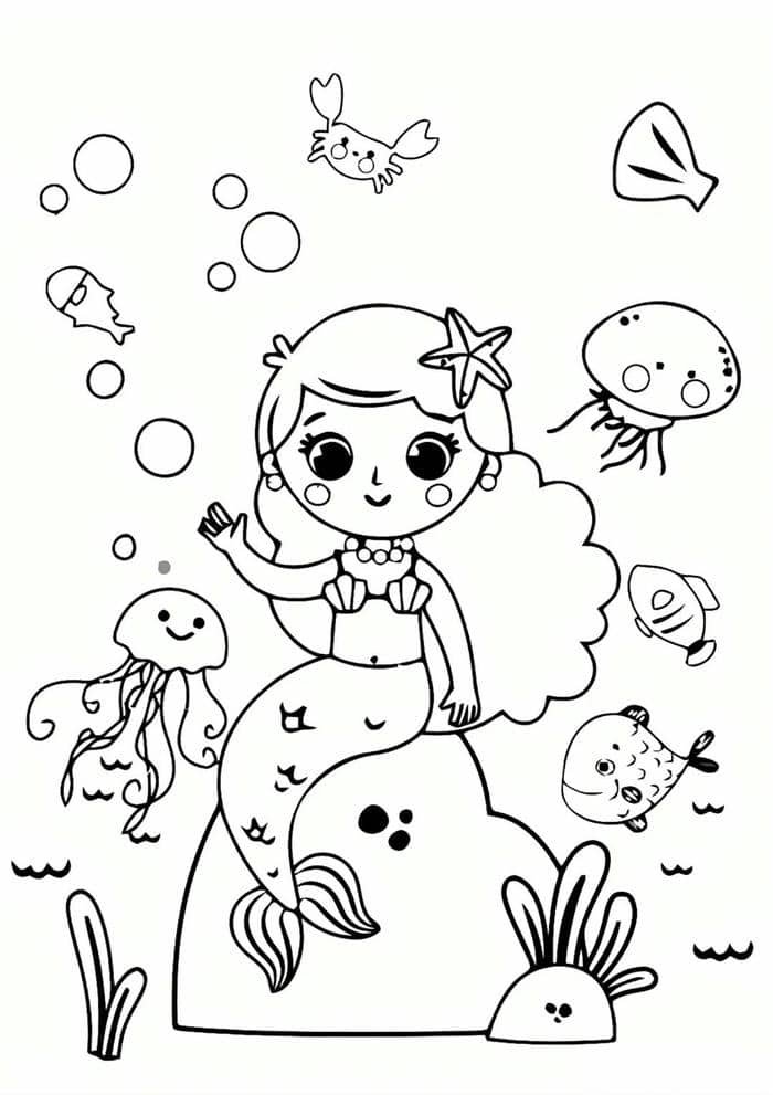 hình ảnh nàng tiên cá tô màu