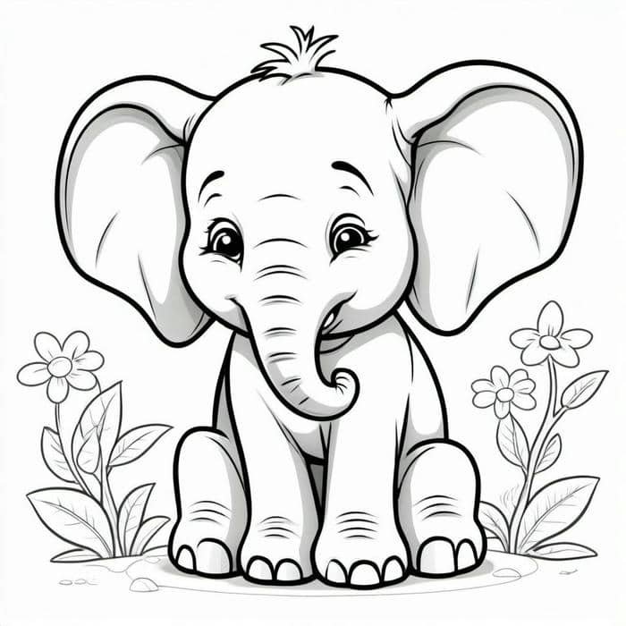 hình ảnh tô màu con voi dễ thương