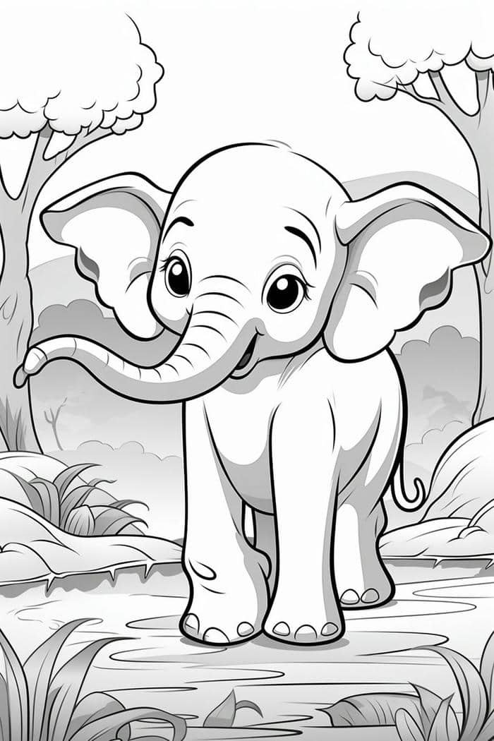 hình ảnh tô màu con voi đẹp