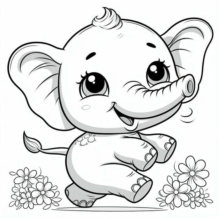 hình ảnh tô màu con voi