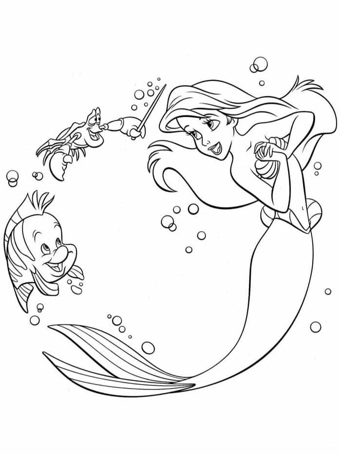 hình ảnh tô màu nàng tiên cá cute