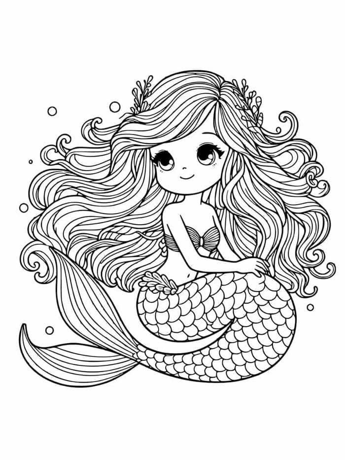 hình ảnh tô màu nàng tiên cá đáng yêu