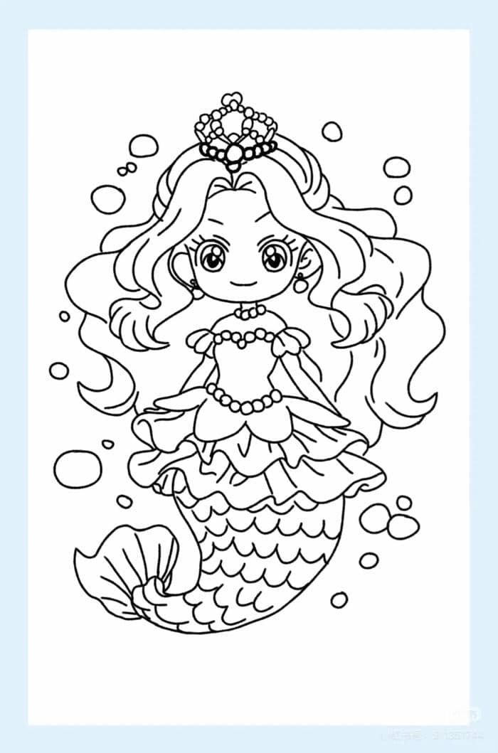 hình ảnh tô màu tiên cá