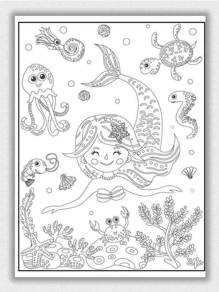 hình ảnh tranh tô màu nàng tiên cá