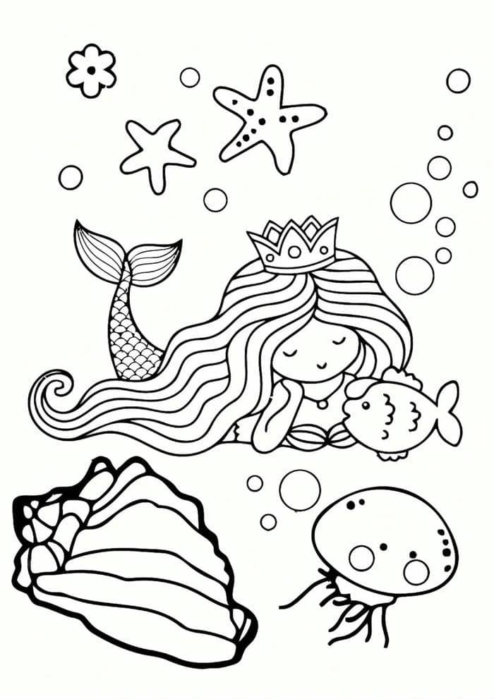 hình nàng tiên cá tô màu