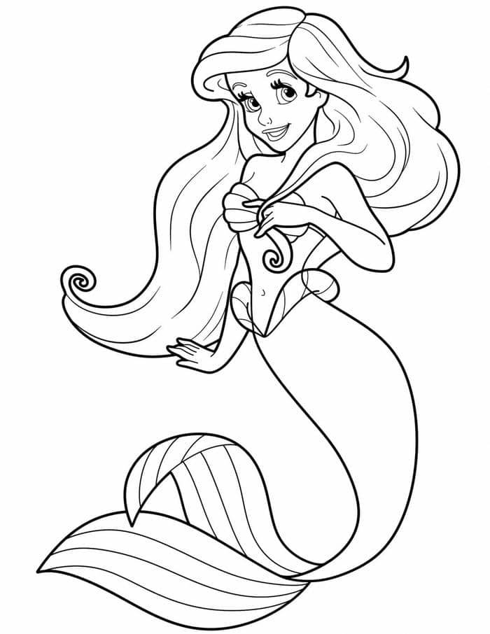 hình tô màu nàng tiên cá đáng yêu