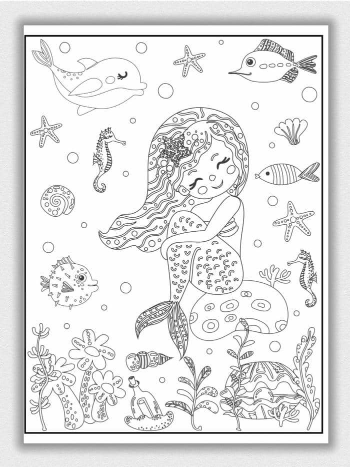 hình tranh tô màu nàng tiên cá