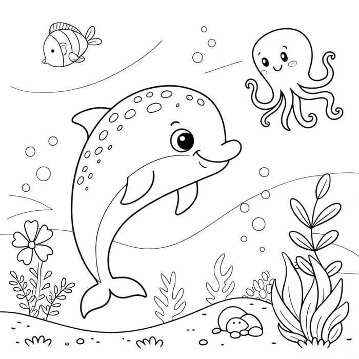 tô màu con cá heo