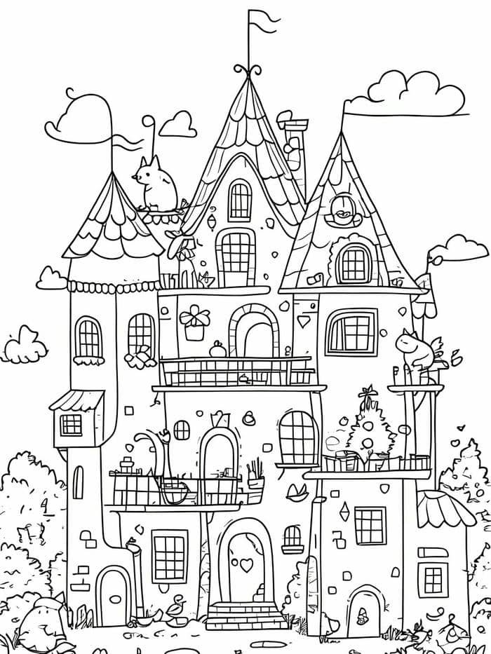 tô màu hình ngôi nhà