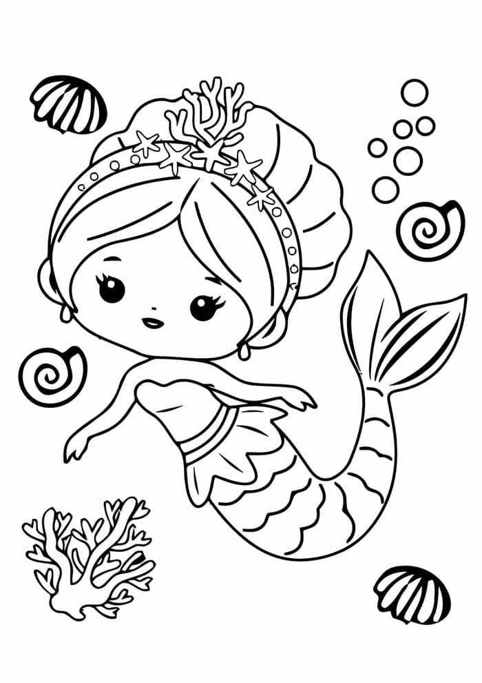 tô màu nàng tiên cá chibi