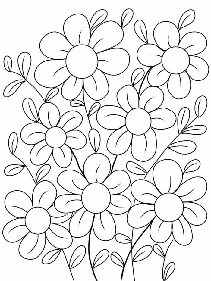 tranh tô màu bó hoa tặng cô