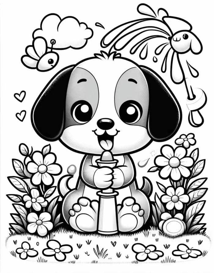 tranh tô màu con chó