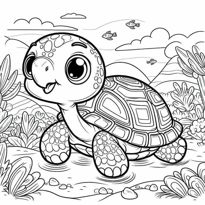 tranh tô màu con rùa