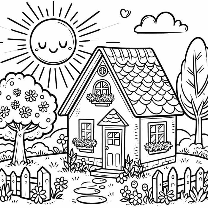 tranh tô màu ngôi nhà cho bé