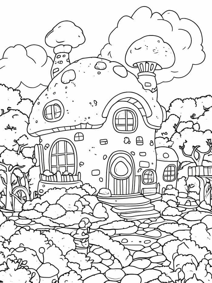 tranh tô màu ngôi nhà của bé