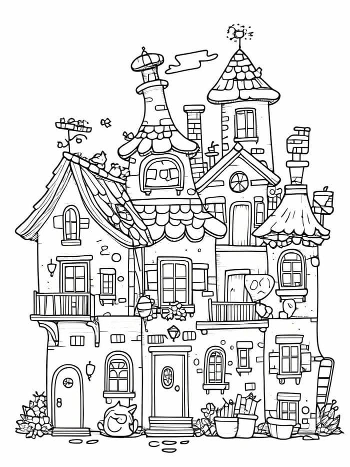 tranh tô màu ngôi nhà đơn giản