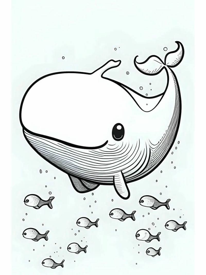 hình cá voi tô màu cute