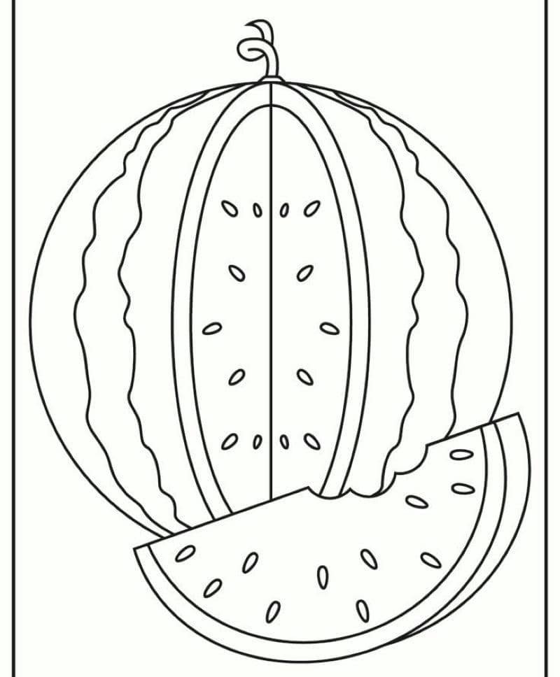 hình tô màu quả dưa hấu đơn giản