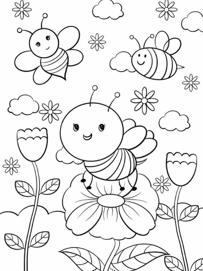 hình tranh tô màu con ong cho bé