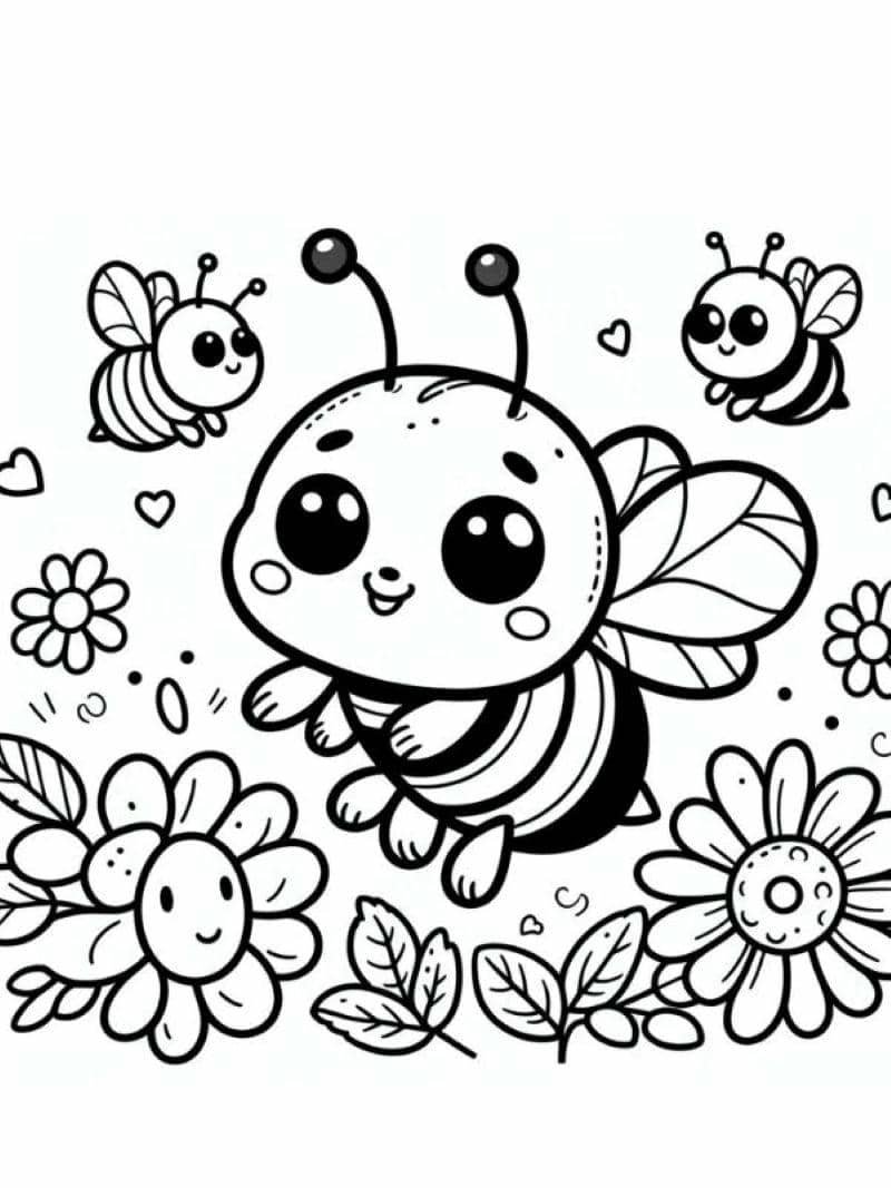 hình tranh tô màu con ong đơn giản cho bé