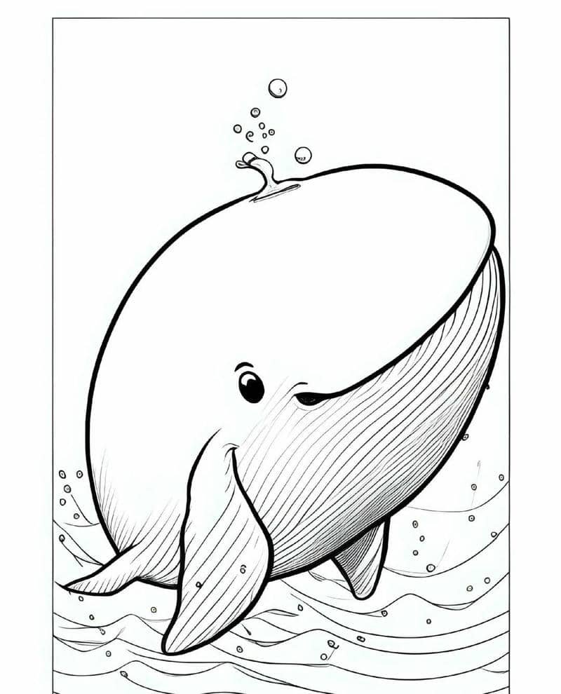 tô màu con cá voi cute